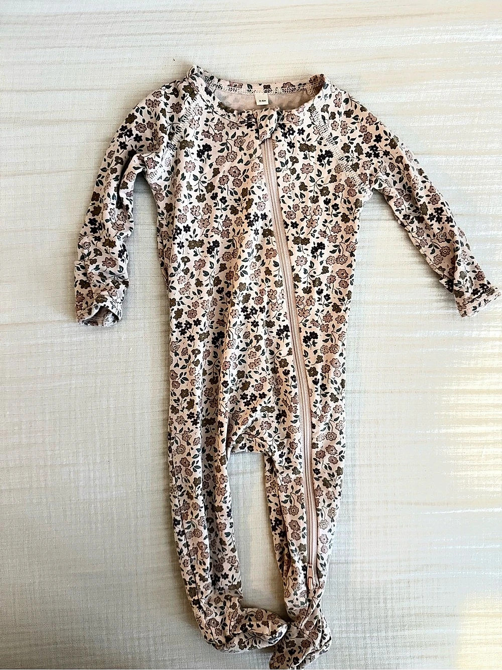 Quincy Mae Baby Girl Bamboo Zip Long Sleeve Sleeper Footie Floral Pj 3-6M - EUC